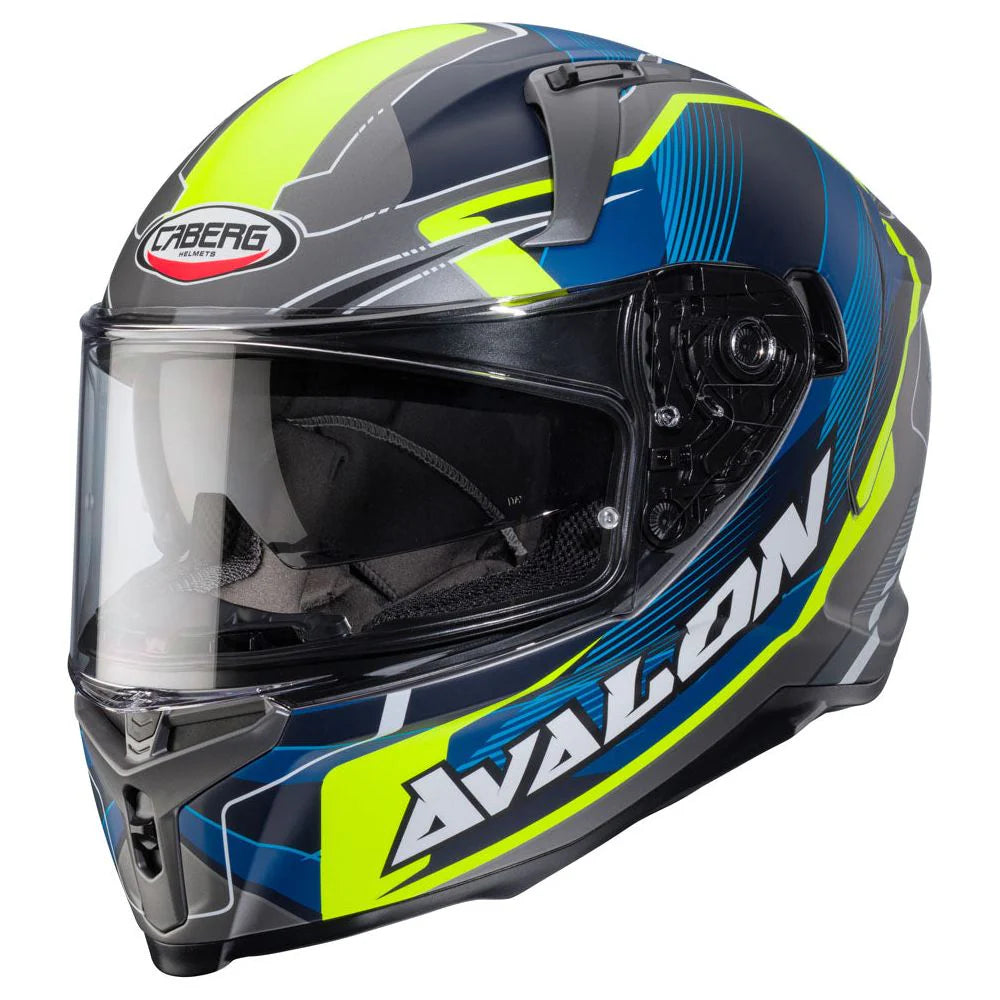 Caberg Avalon X Optic Matt Grey Blue Yellow Motorcycle Helmet