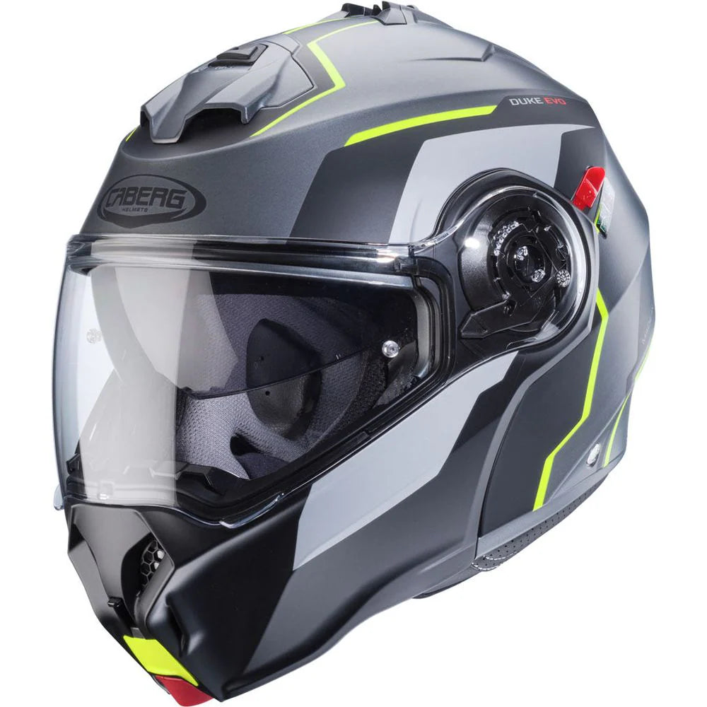 Caberg Duke Evo Move Matt Gun Metal Black Yellow Motorcycle Helmet