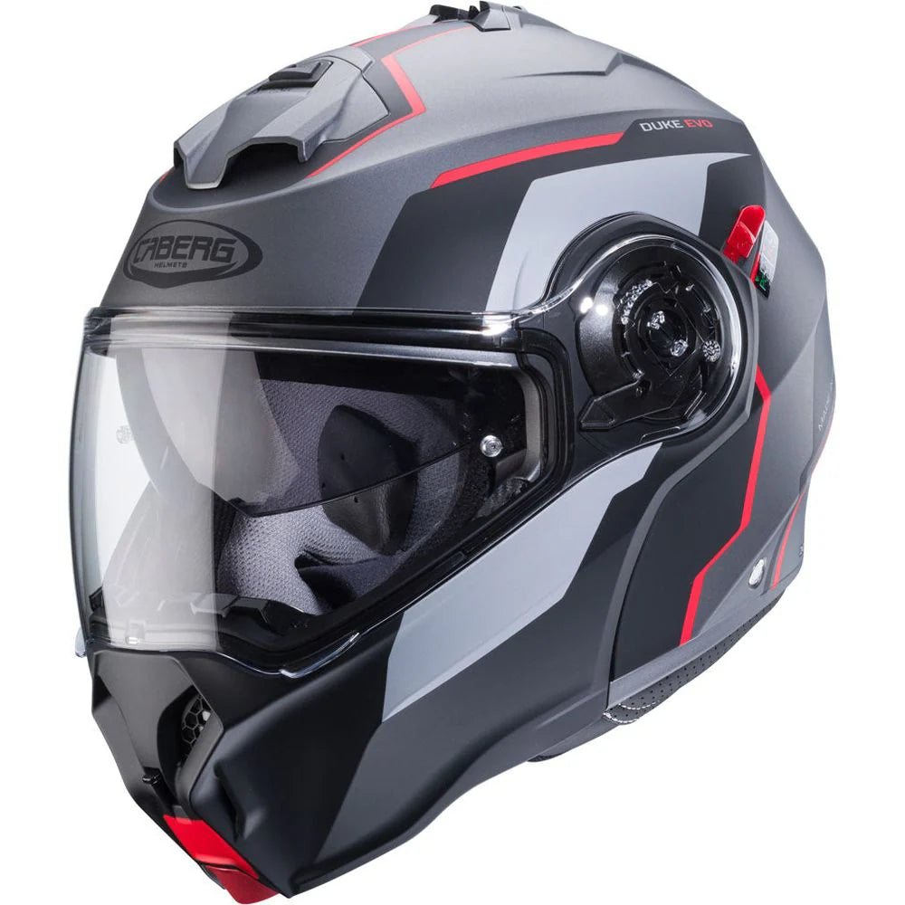 Caberg Duke Evo Move Matt Gun Metal Black Red Motorcycle Helmet