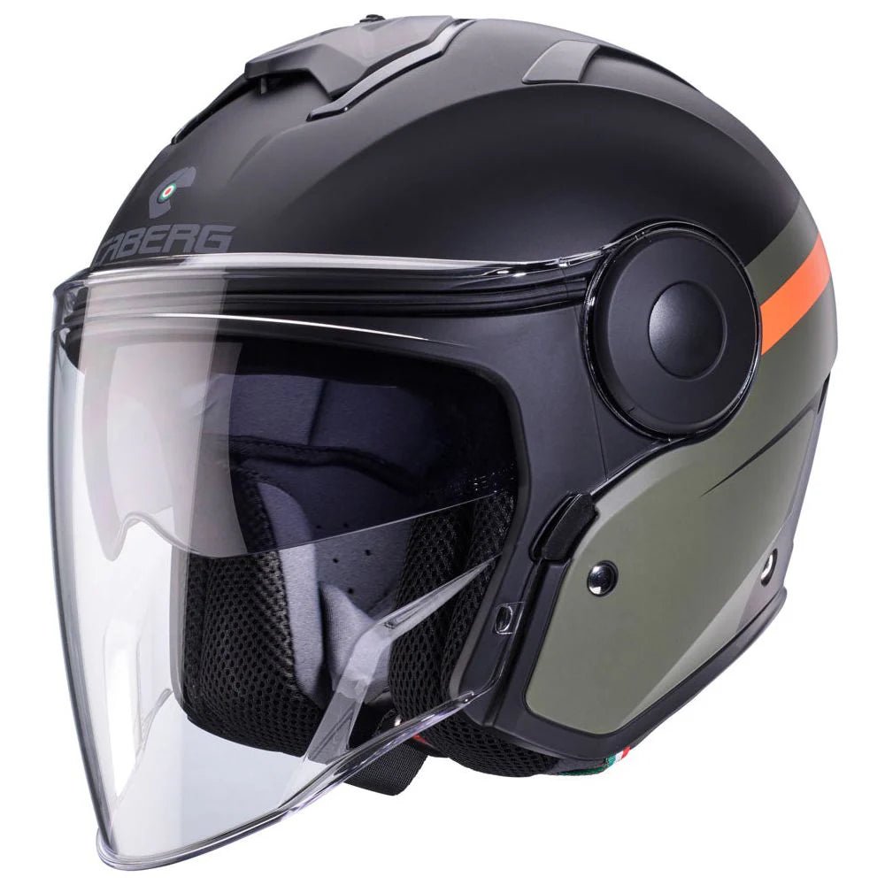 Caberg Soho Zephir Matt Black Military Green Orange Motorcycle Helmet