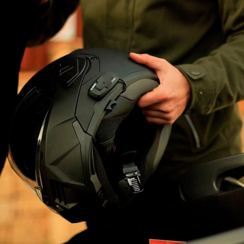 LS2 FF906 Advant Solid Matt Black 180° Flip Modular Motorcycle Helmet with LS2 CARDO Intercom 4X Preinstalled