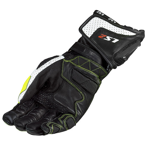 LS2 Swift Racing Leather Motorcycle Gloves - Black / Neon Yellow