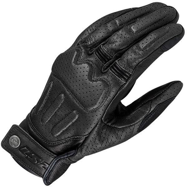 LS2 Rust Leather Motorcycle Gloves - Black