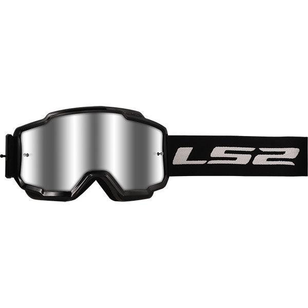 LS2 Charger Goggle Black Frame Silver Iridium Visor Lens
