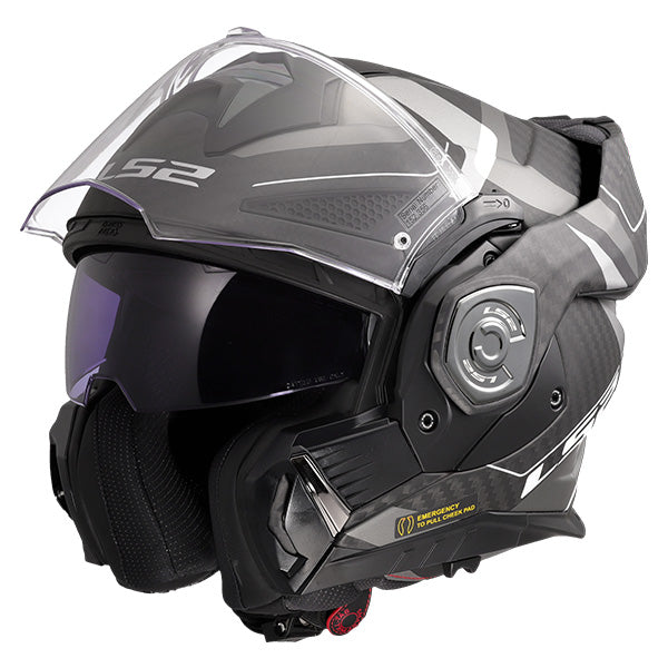 LS2 FF901 ADVANT X Horizon Chrome Grey Carbon 180° Modular Motorcycle Helmet