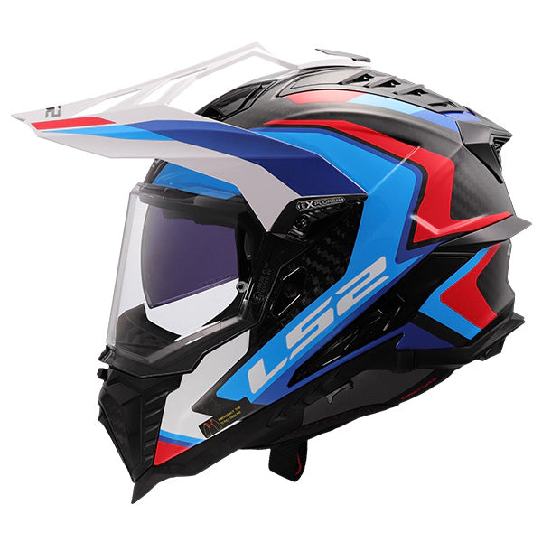 LS2 MX701 Explorer Frontier II White Blue Carbon Motorcycle Helmet