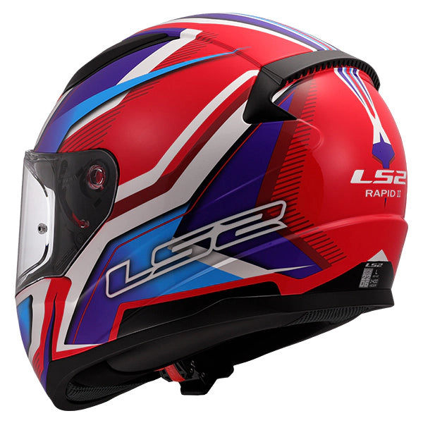 LS2 FF353 Rapid II Flitz White Blue Red Motorcycle Helmet