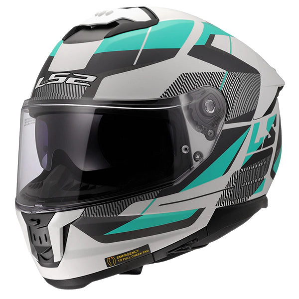 LS2 FF808 Stream II Solid Road Cyan Light Grey Motorcycle Helmet
