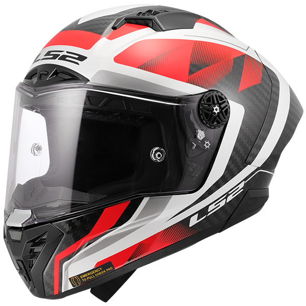 LS2 FF805 Thunder GP Aero Route Carbon Gloss Red White Motorcycle Helmet