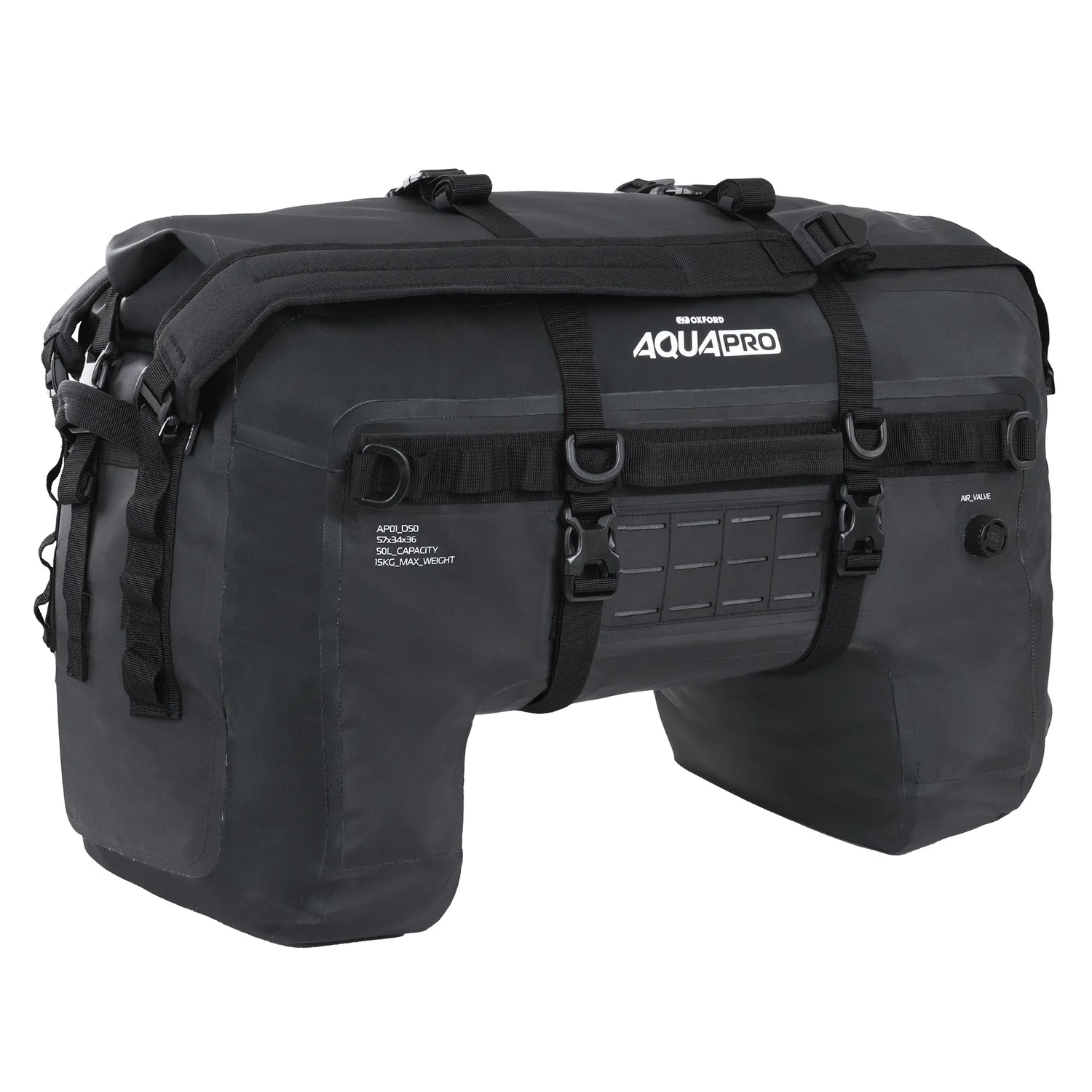 Oxford Aqua Pro D-50 Waterproof Duffle Bag Motorcycle Tail Bag Luggage 50L Black