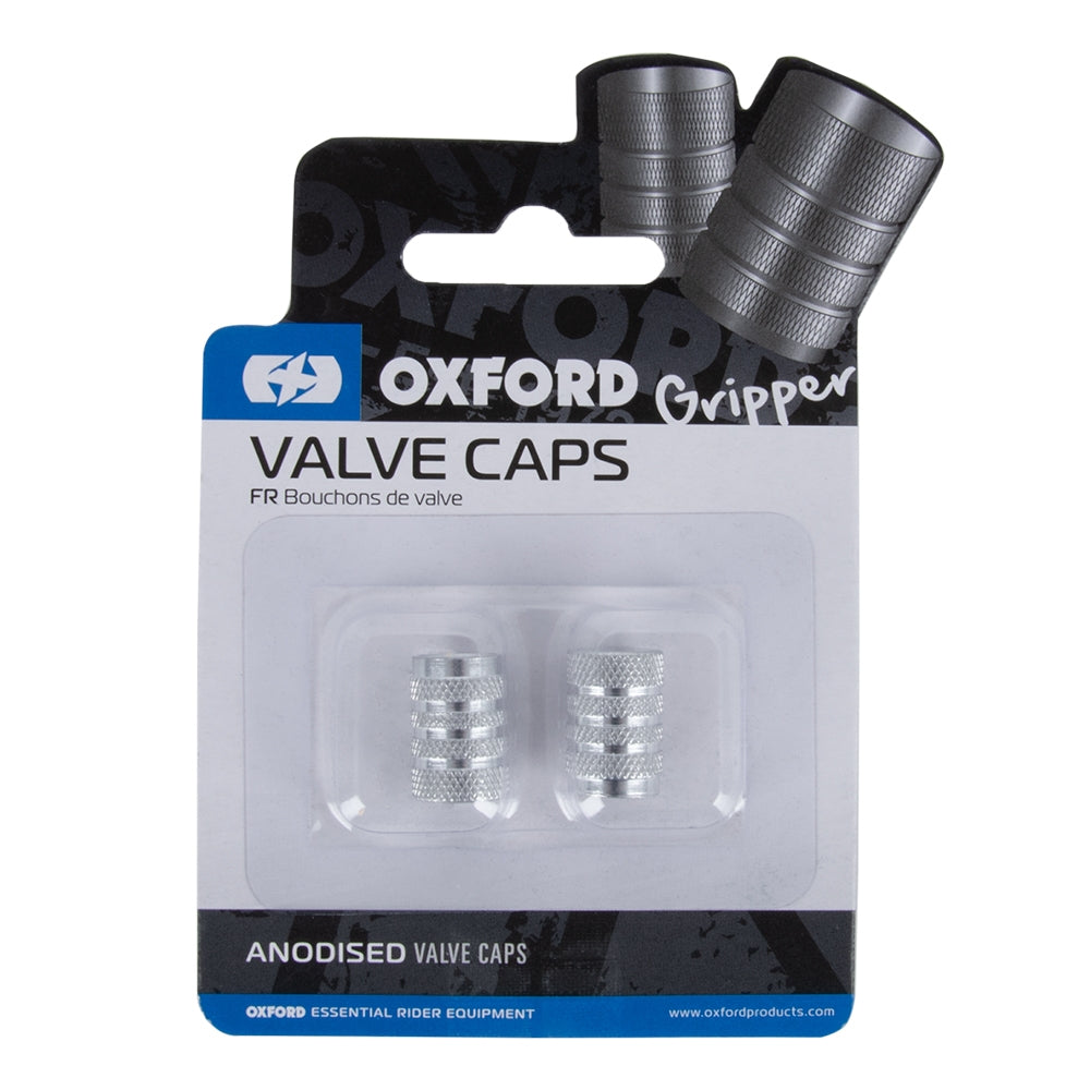 Oxford OX761 Valve Caps Gripper Silver