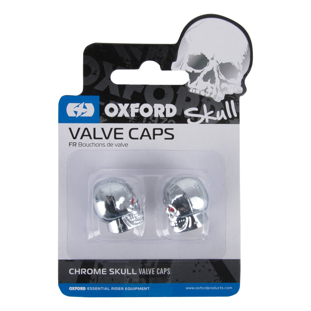 Oxford OX766 Valve Caps Skull Skeleton Silver