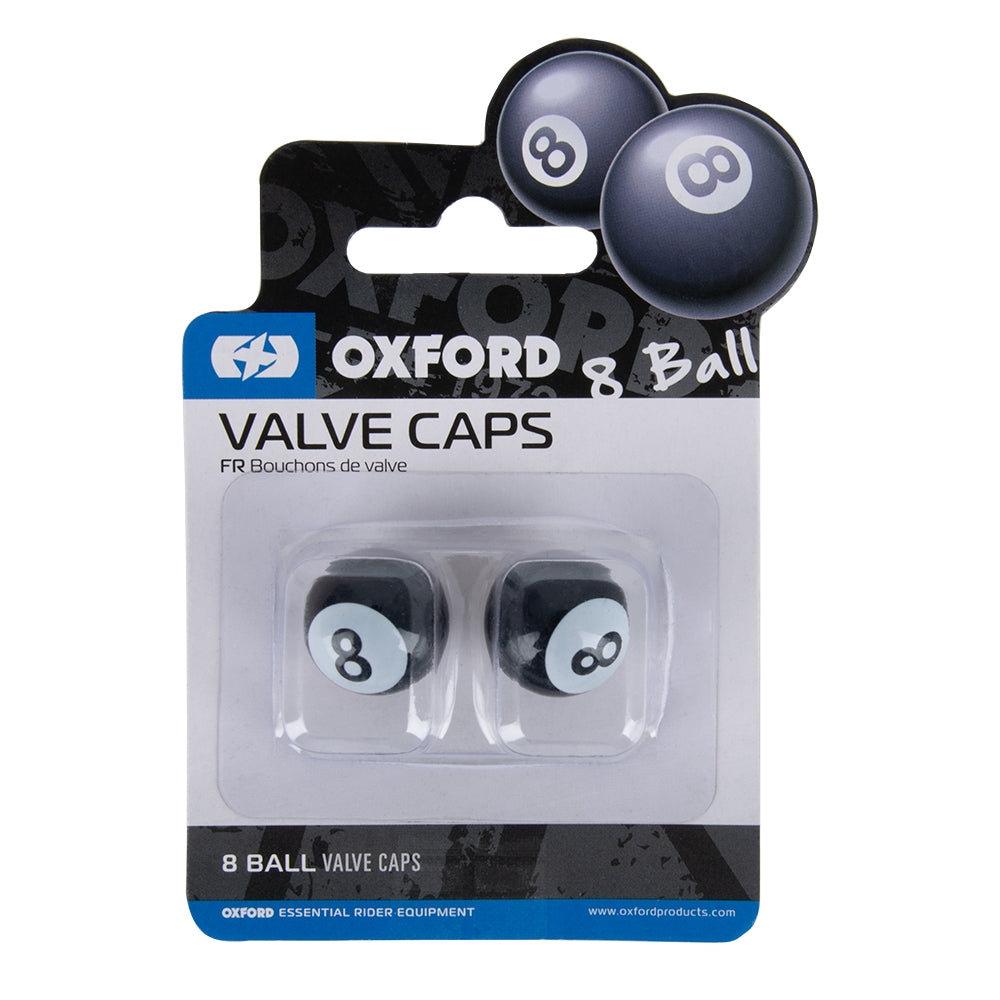 Oxford OX767 Valve Caps No 8 Ball Black