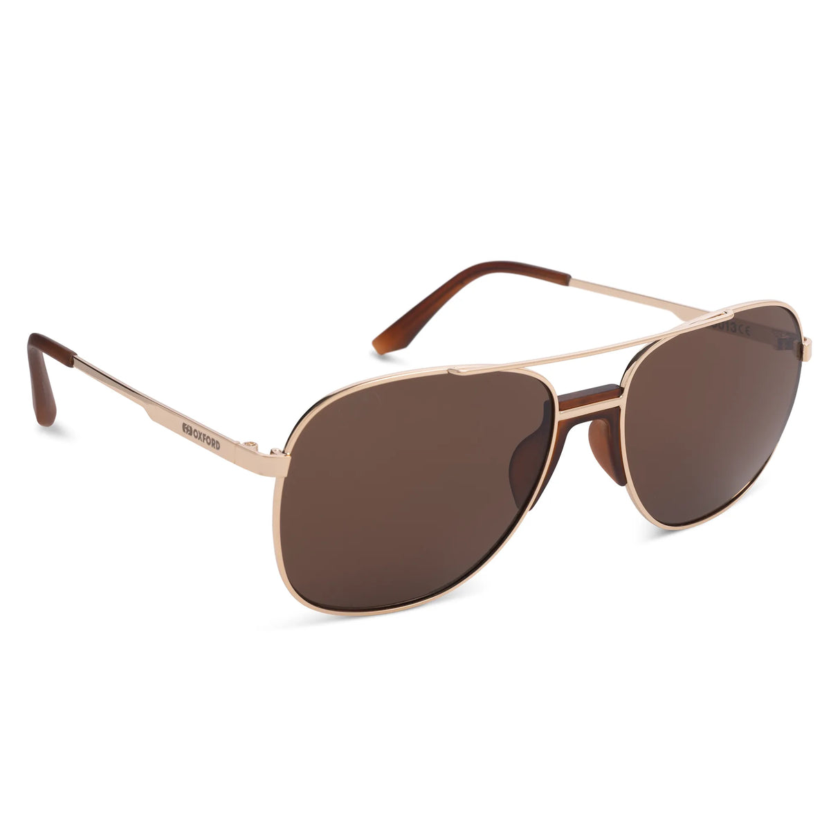 Oxford Force One Sunglasses Gold Metal Frame Brown Lens