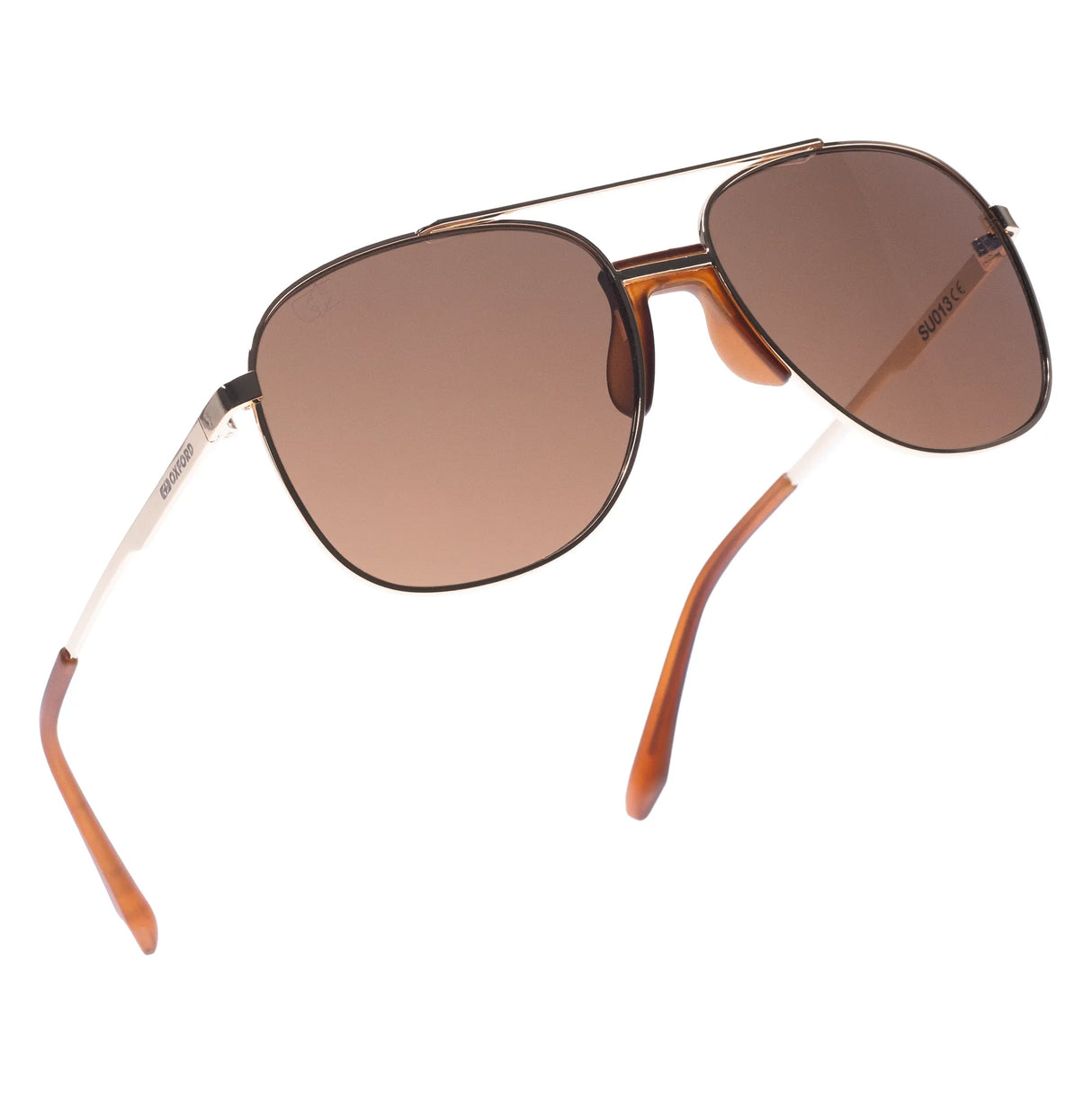 Oxford Force One Sunglasses Gold Metal Frame Brown Lens