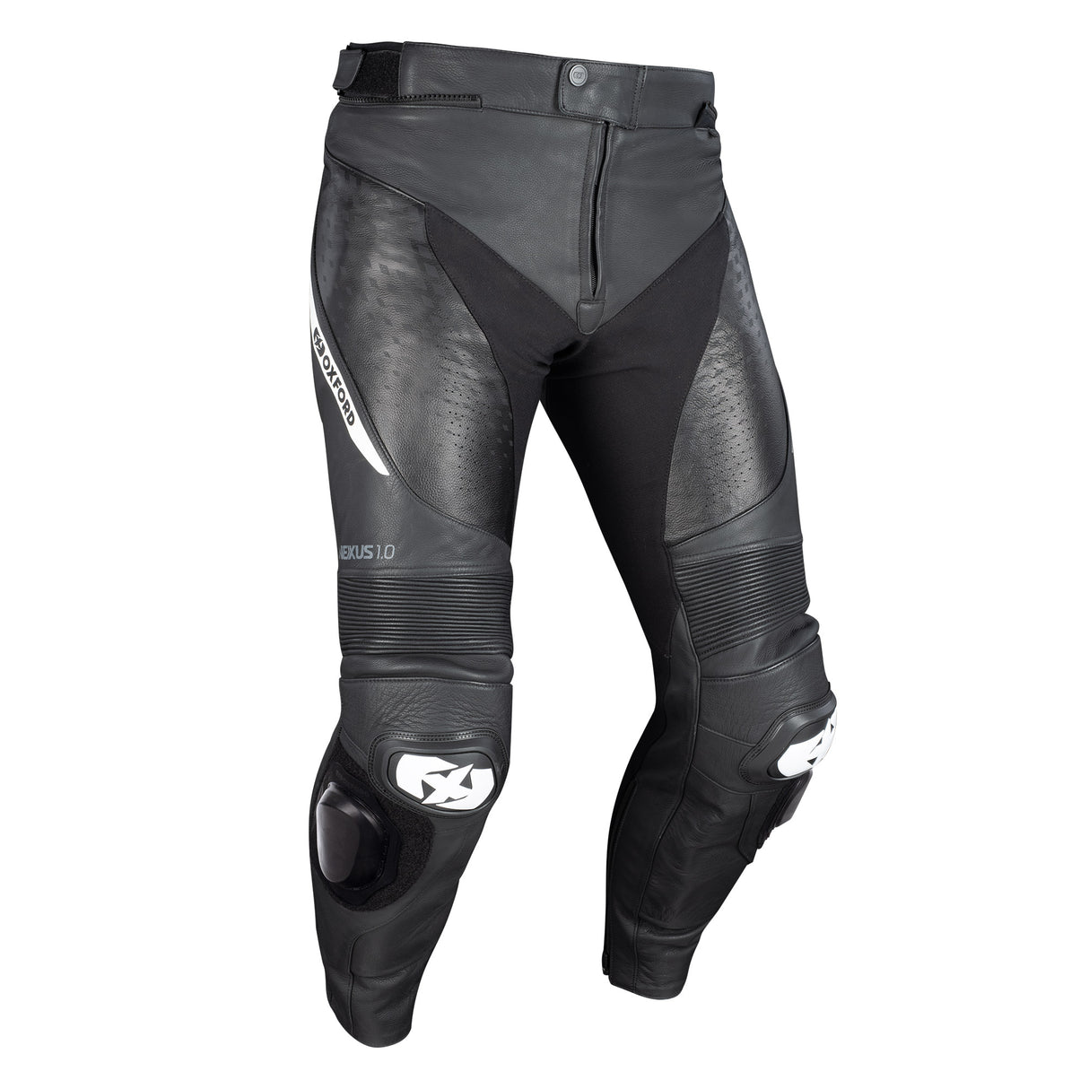 Oxford Nexus 1.0 Armoured Motorcycle Leather Trousers Black White