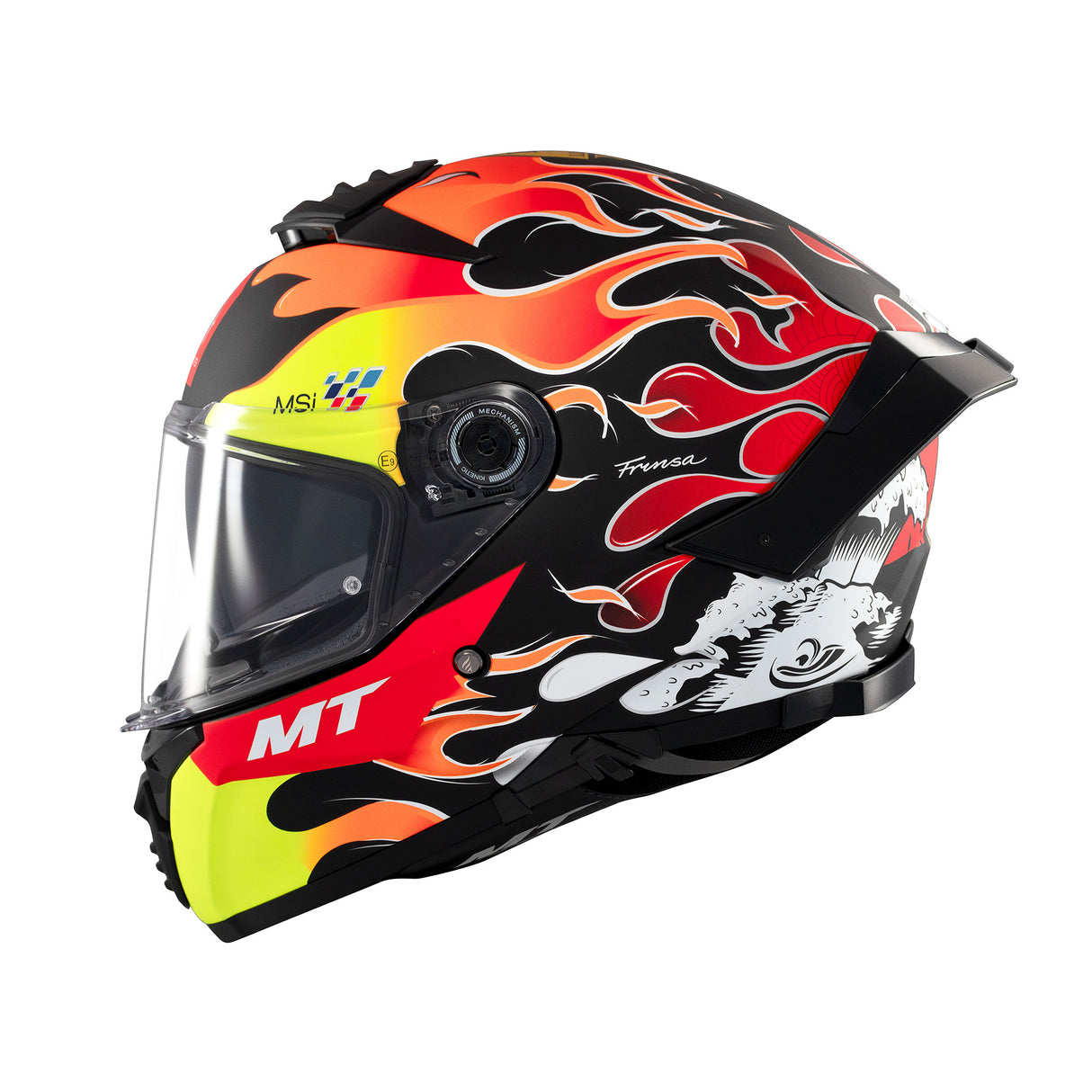 MT Thunder 4 Yamanak Motorcycle Helmet Flame Fluo Red