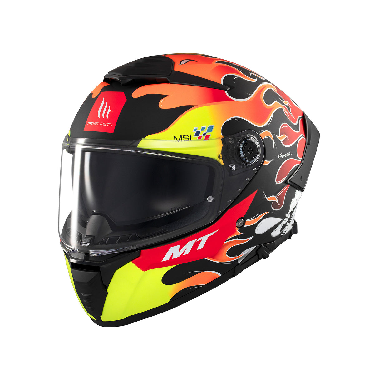 MT Thunder 4 Yamanak Motorcycle Helmet Flame Fluo Red