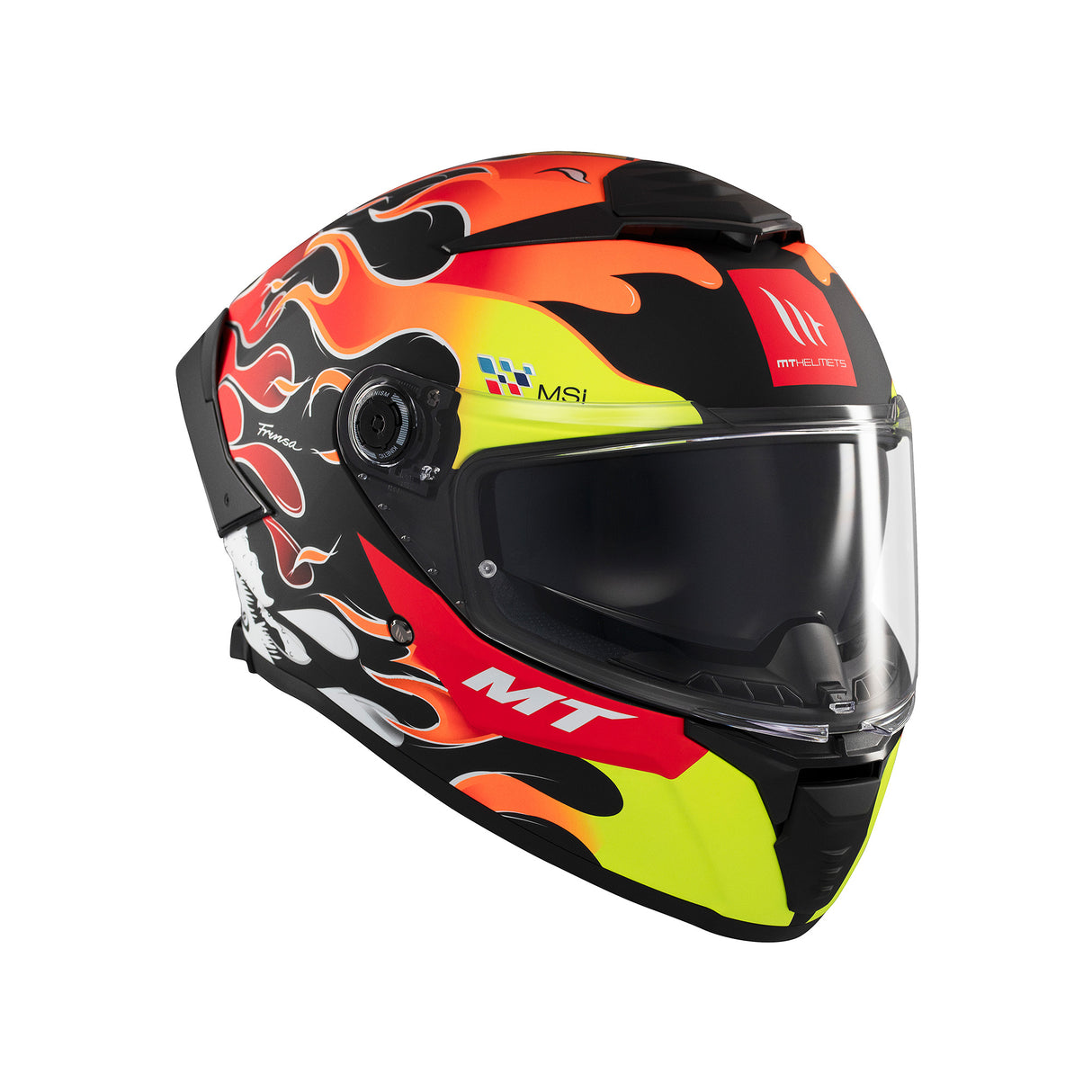 MT Thunder 4 Yamanak Motorcycle Helmet Flame Fluo Red