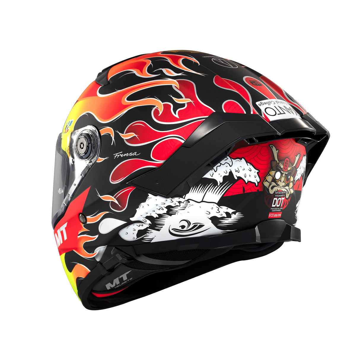 MT Thunder 4 Yamanak Motorcycle Helmet Flame Fluo Red