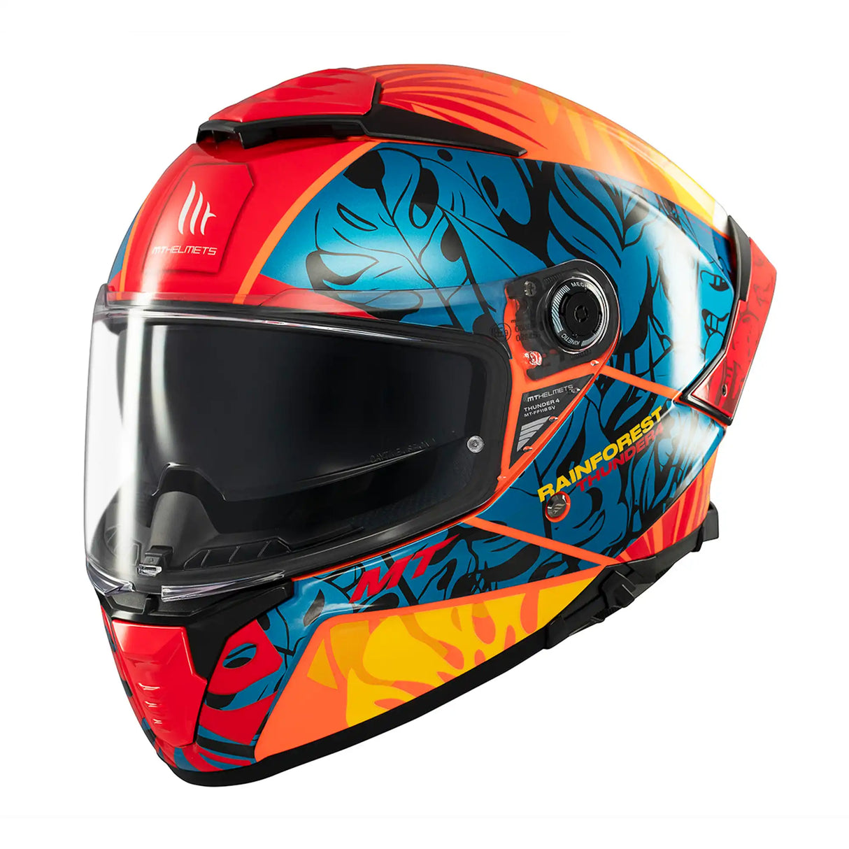 MT Thunder 4 SV Rainforest Motorcycle Full Face Helmet Orange Blue