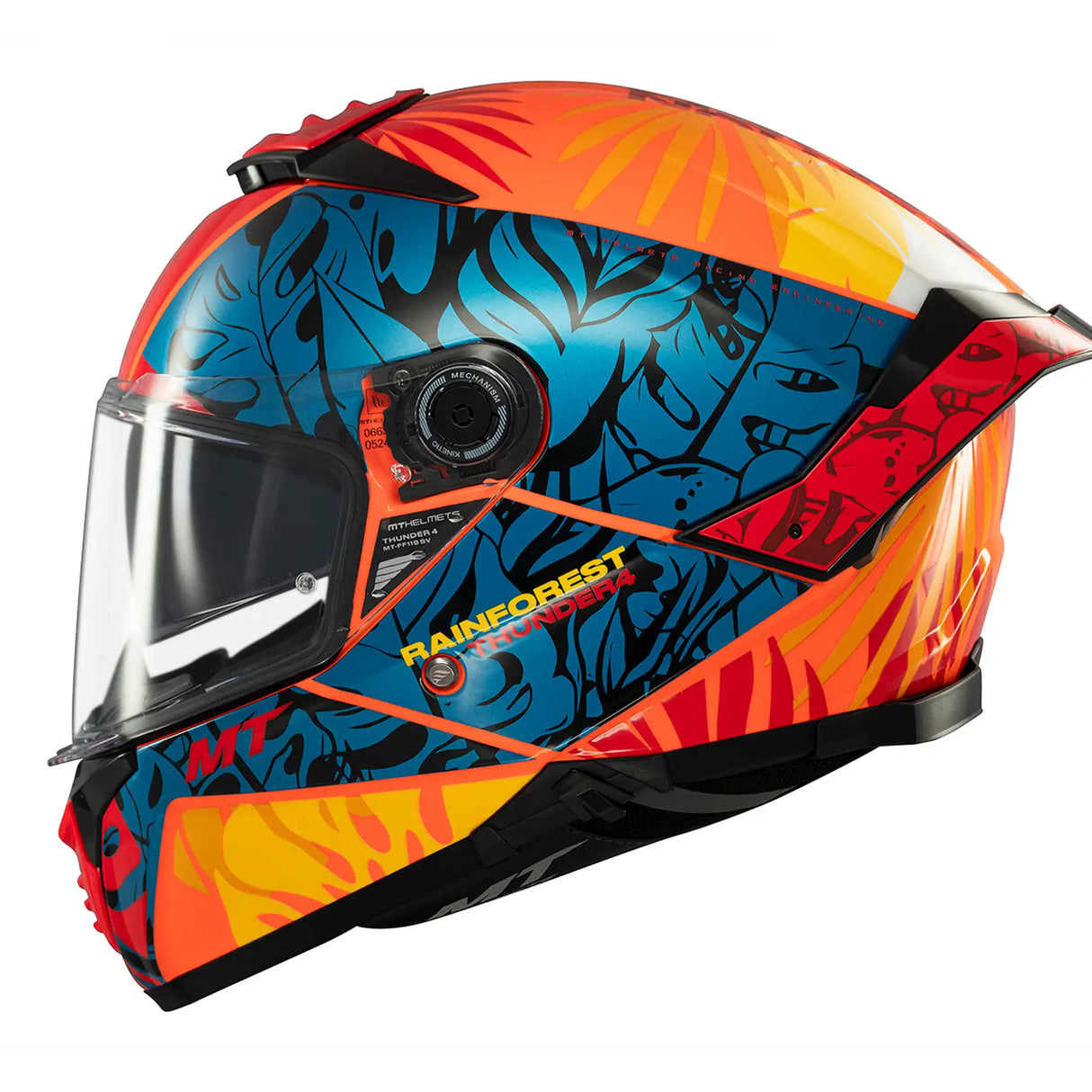 MT Thunder 4 SV Rainforest Motorcycle Full Face Helmet Orange Blue