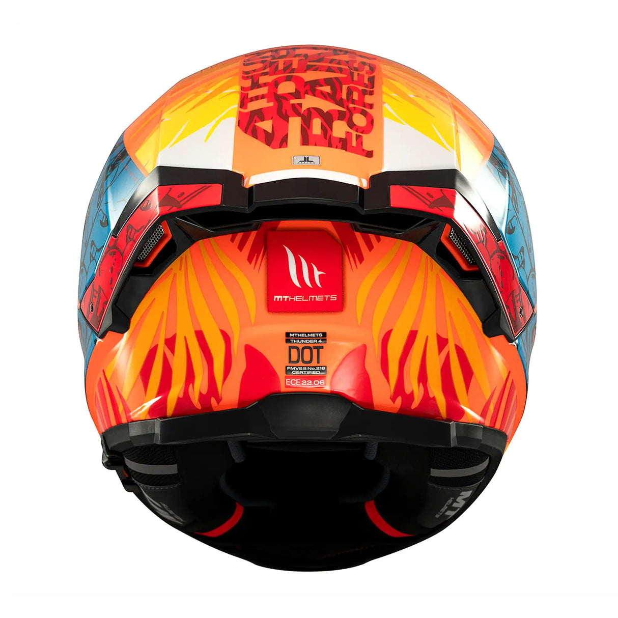 MT Thunder 4 SV Rainforest Motorcycle Full Face Helmet Orange Blue