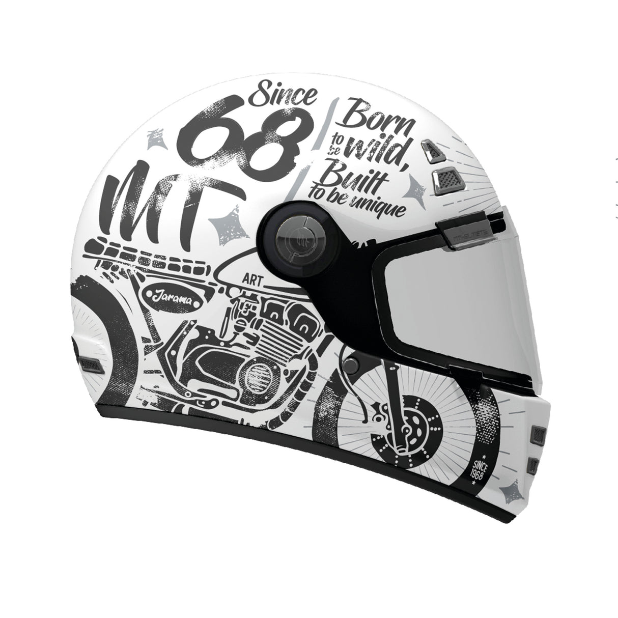 MT Jarama SV Art Motorcycle Helmet White