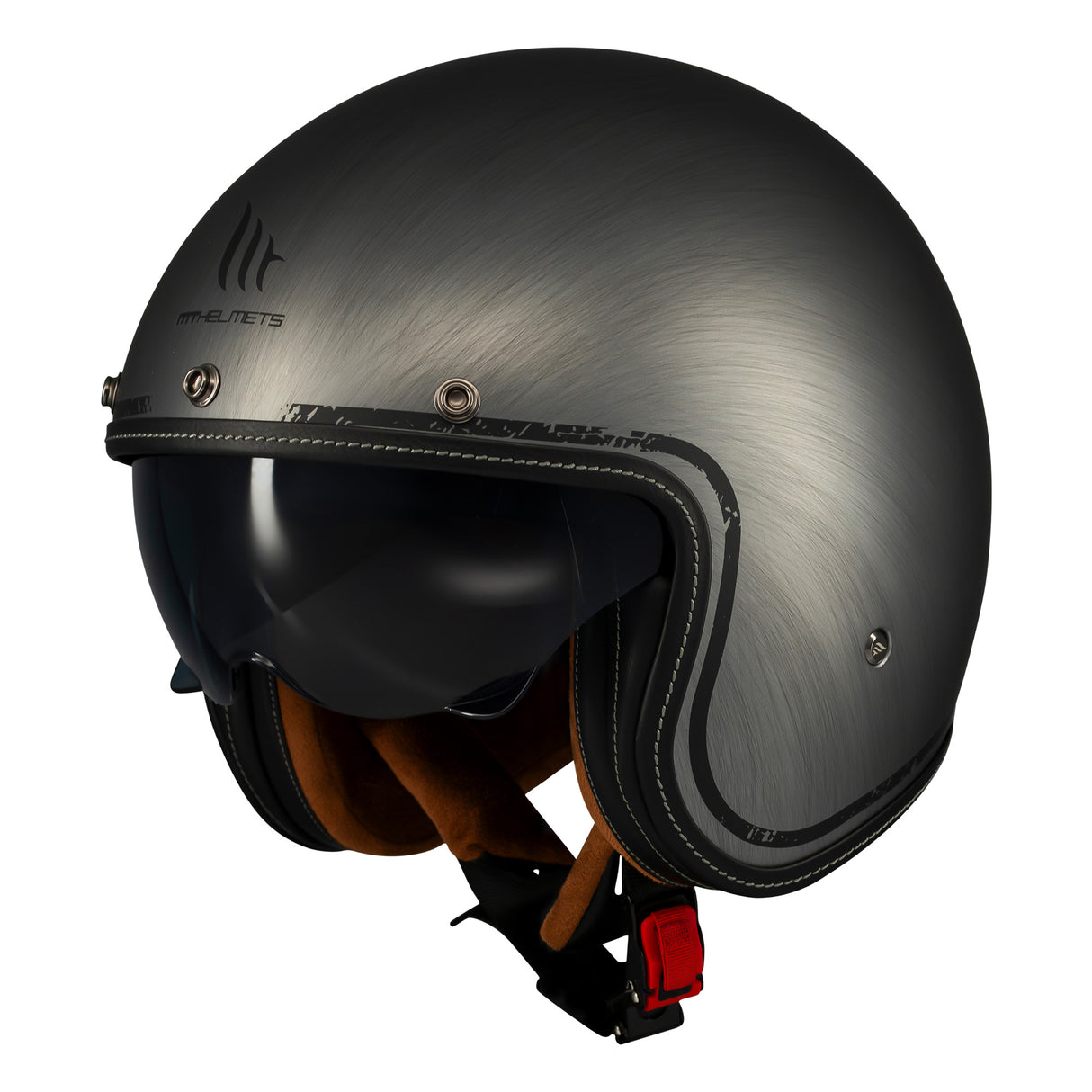 MT Le Mans 2 SV S Scratched Chrome Motorcycle Open Face Helmet