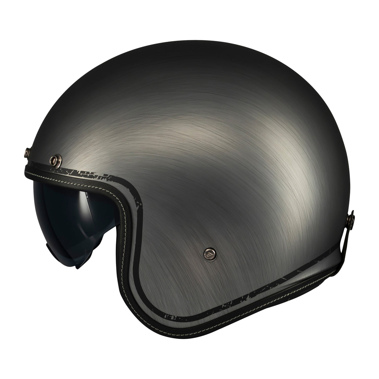 MT Le Mans 2 SV S Scratched Chrome Motorcycle Open Face Helmet