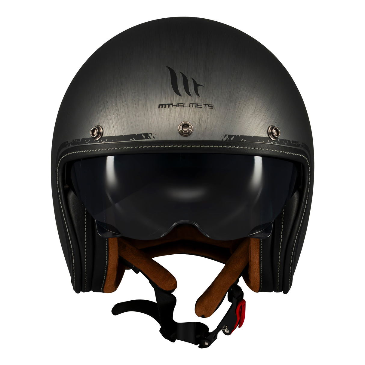 MT Le Mans 2 SV S Scratched Chrome Motorcycle Open Face Helmet