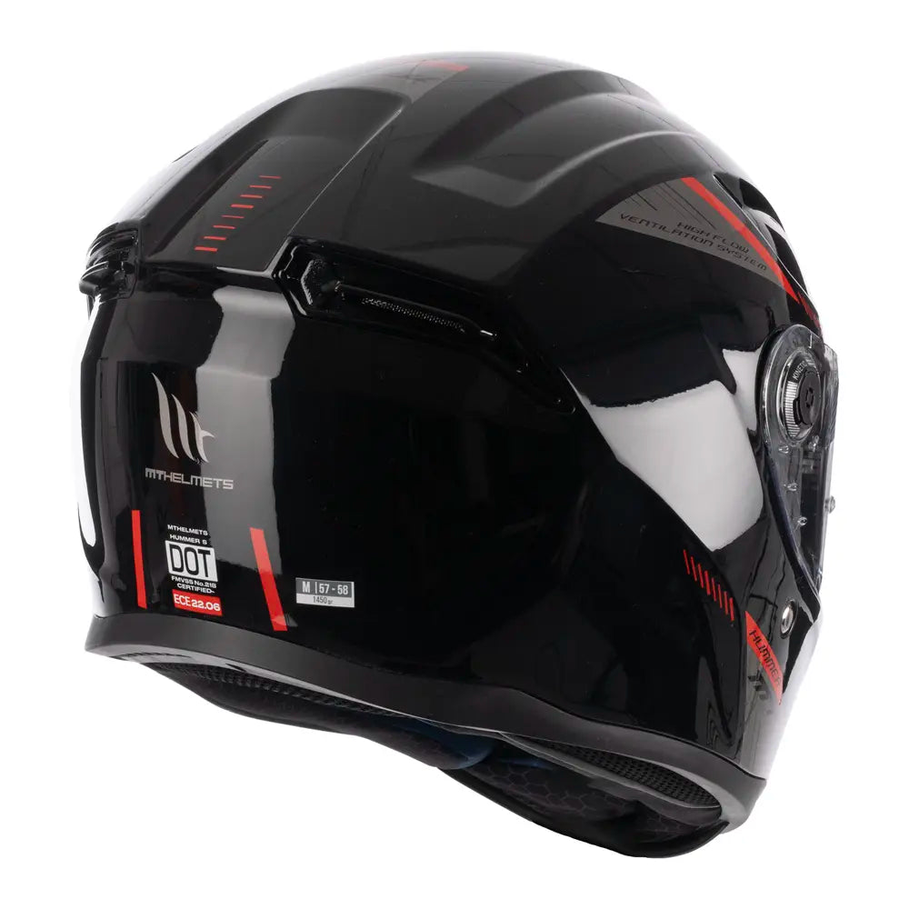 MT Hummer S Motorcycle Full Face Helmet with DD ring Black