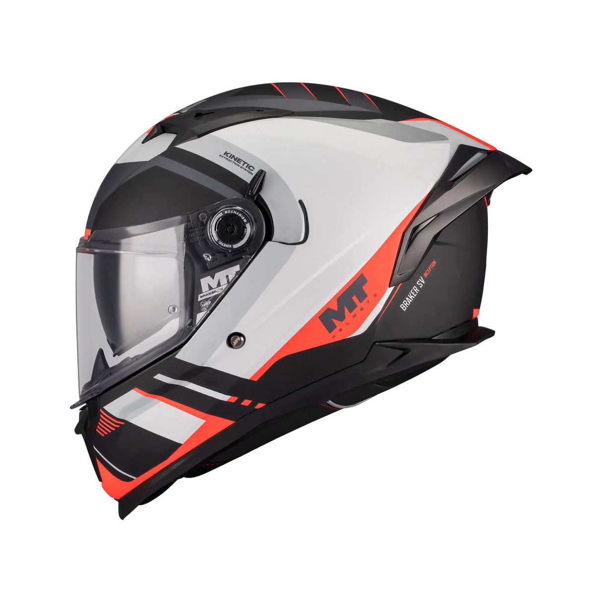 MT Braker SV Inception Motorcycle Full Face Helmet White Black Red