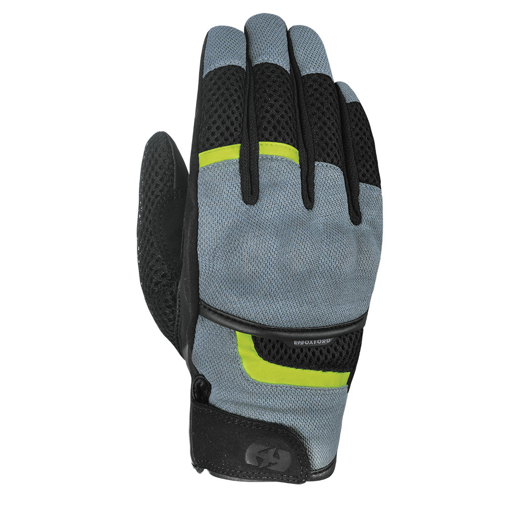 Oxford Brisbane Air Men's Motorcycle Gloves Charcoal / Black / Hi-Vis Yellow