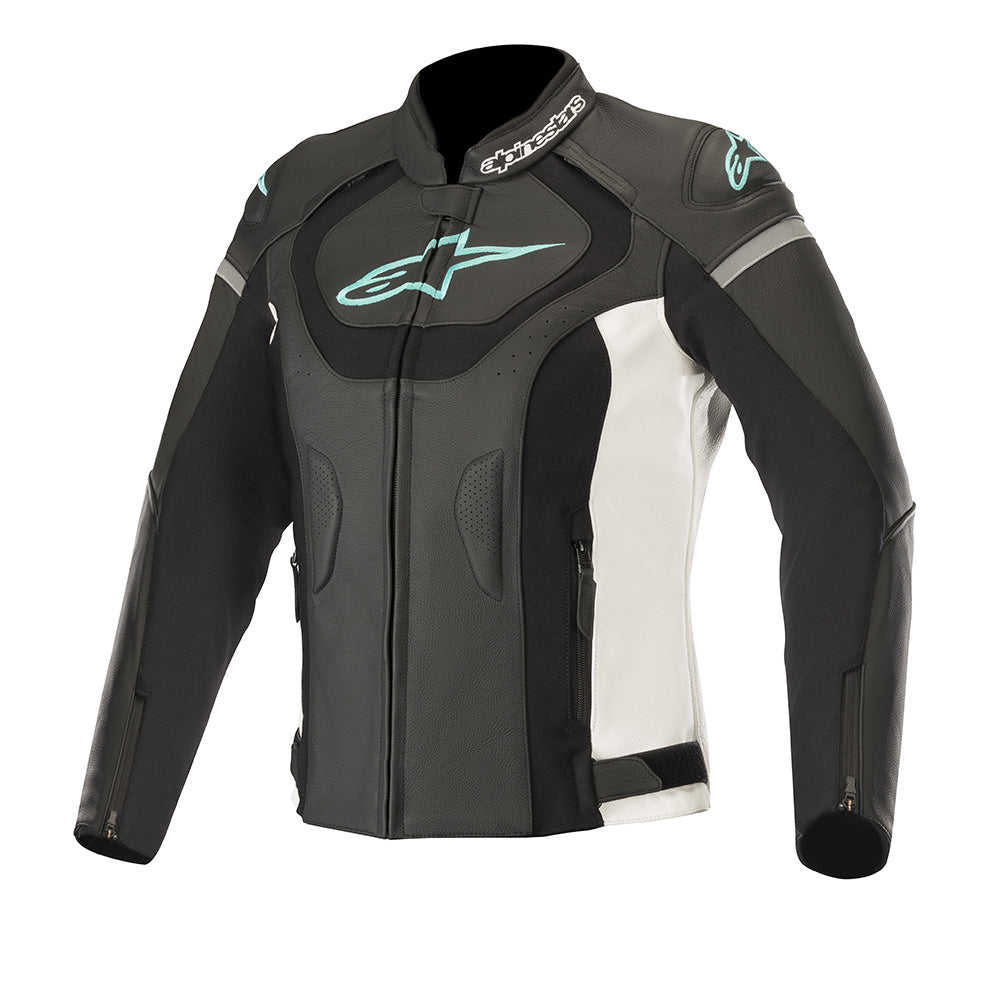 Alpinestars Stella Jaws v3 Leather Jacket Women's Black White Teal