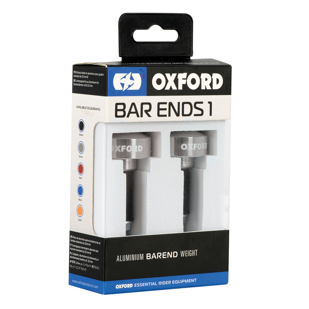 Oxford OX589 Aluminium Motorcycle Motorbike 22mm Handlebar Bar Ends 1 Universal Silver