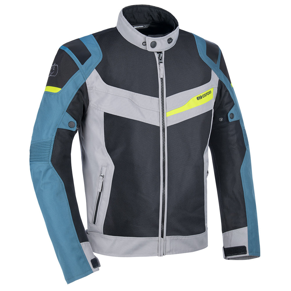 Oxford Dakar Dry2Dry Air Men's Motorcycle Armoured Jacket Silver/Blue/Fluo