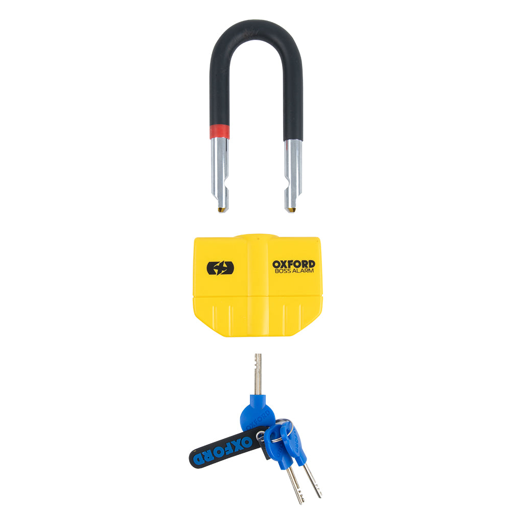 Oxford OF3 Boss Motorcycle Alarm 14mm Disc Lock Yellow