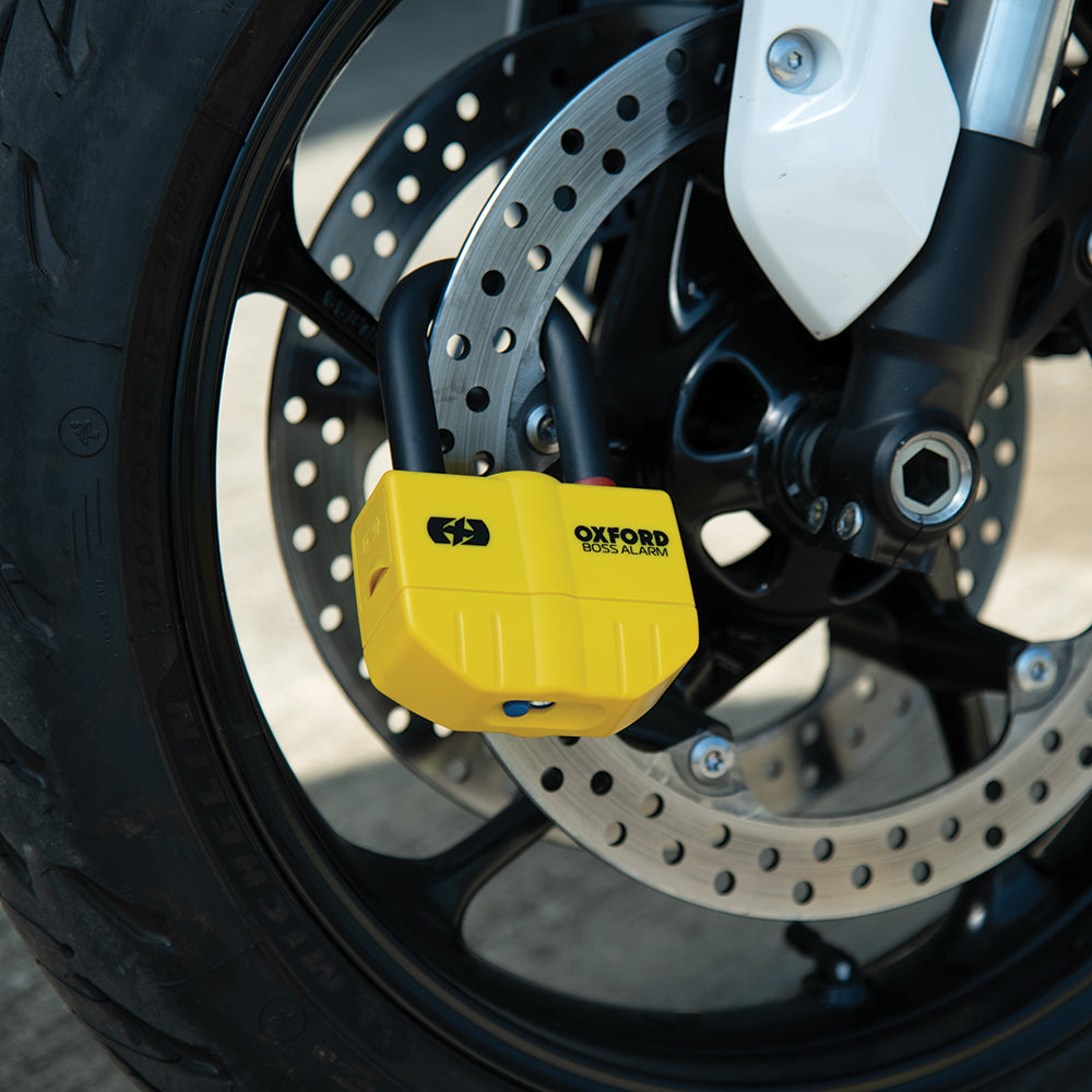 Oxford OF3 Boss Motorcycle Alarm 14mm Disc Lock Yellow