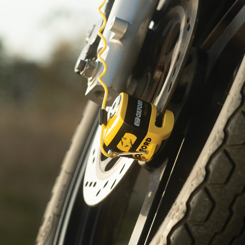 Ajp Pr5 250 Trial Oxford Micro XA5 Motorcycle Motorbike Alarm Disc Lock Yellow Black LK213