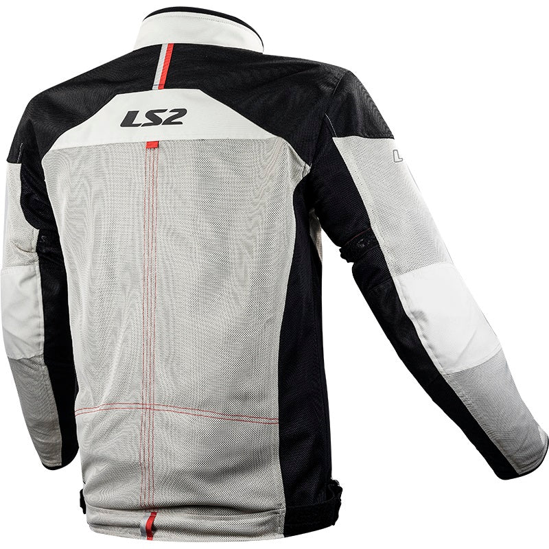 LS2 Lady Alba Textiles Touring Jacket Light Grey Black Red Ladies
