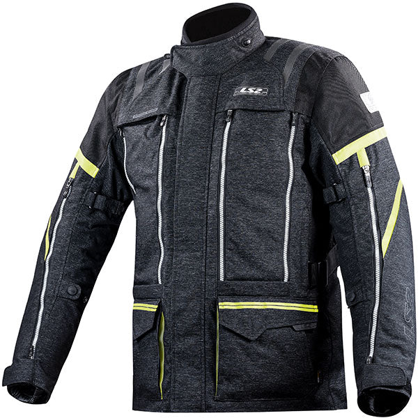 LS2 Nevada Men's Jacket Textile Black Hi-Vis Yellow