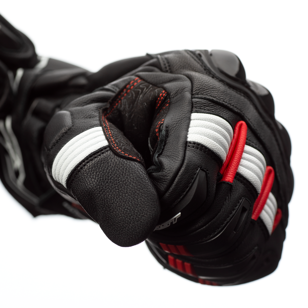 RST Pilot CE Mens Leather Motorcycle Gloves Black Red