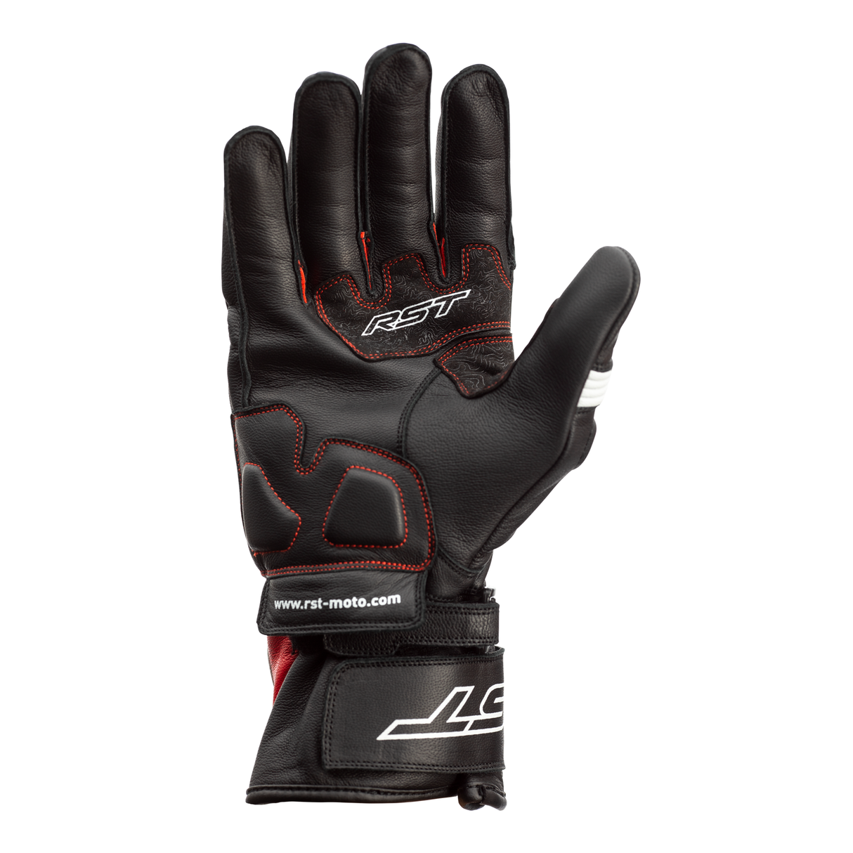 RST Pilot CE Mens Leather Motorcycle Gloves Black Red