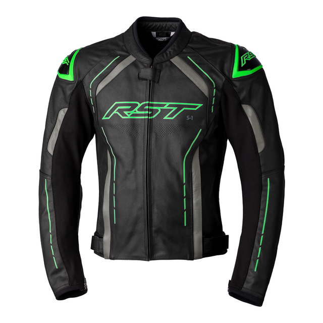 RST S1 CE Mens Motorcycle Leather Jacket - Green