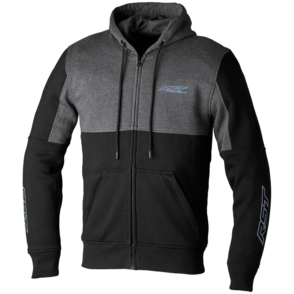 RST Team Zip Through CE Mens Textile Armoured Hoodie Holographic