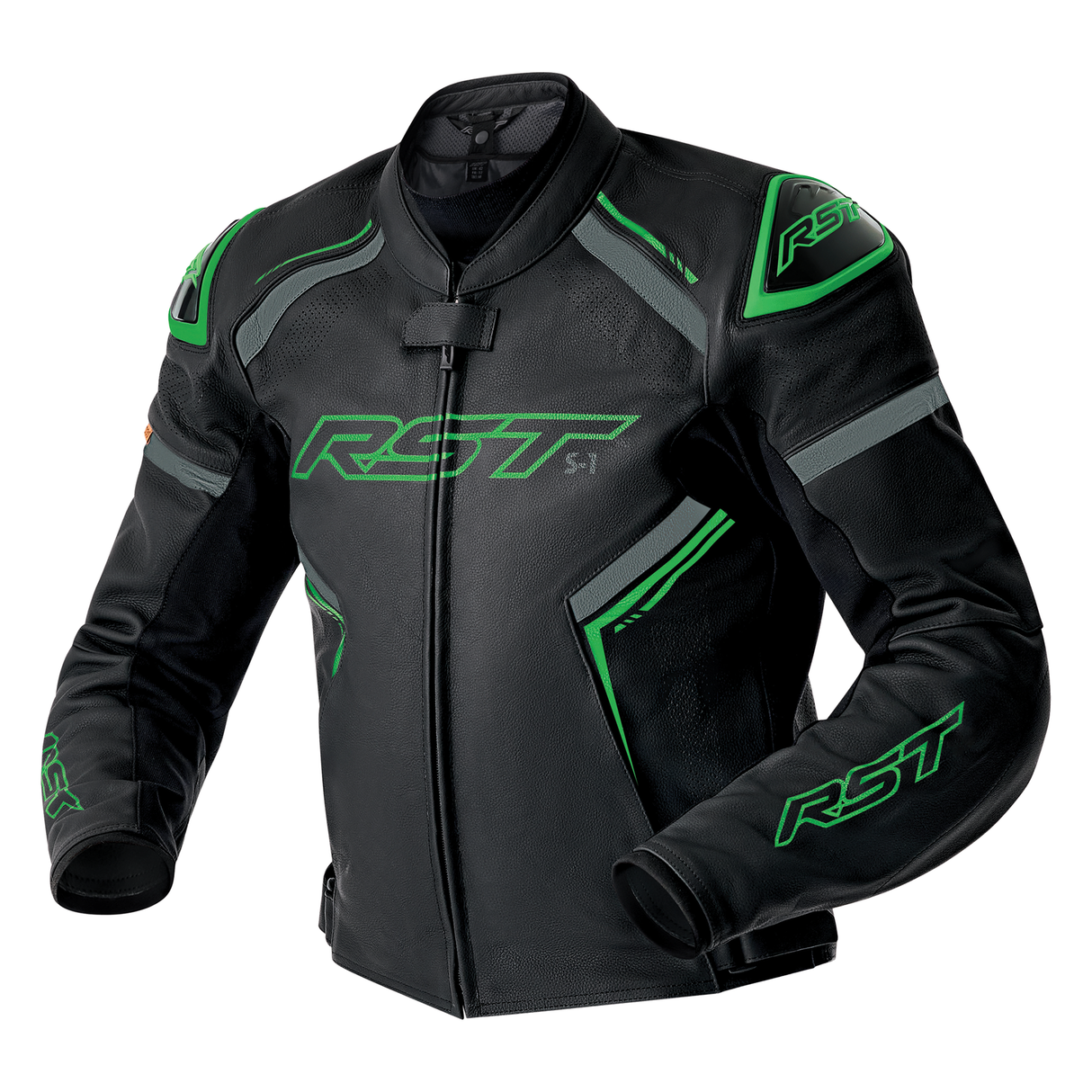RST S1 D3O Motorcycle Leather Jacket - Green