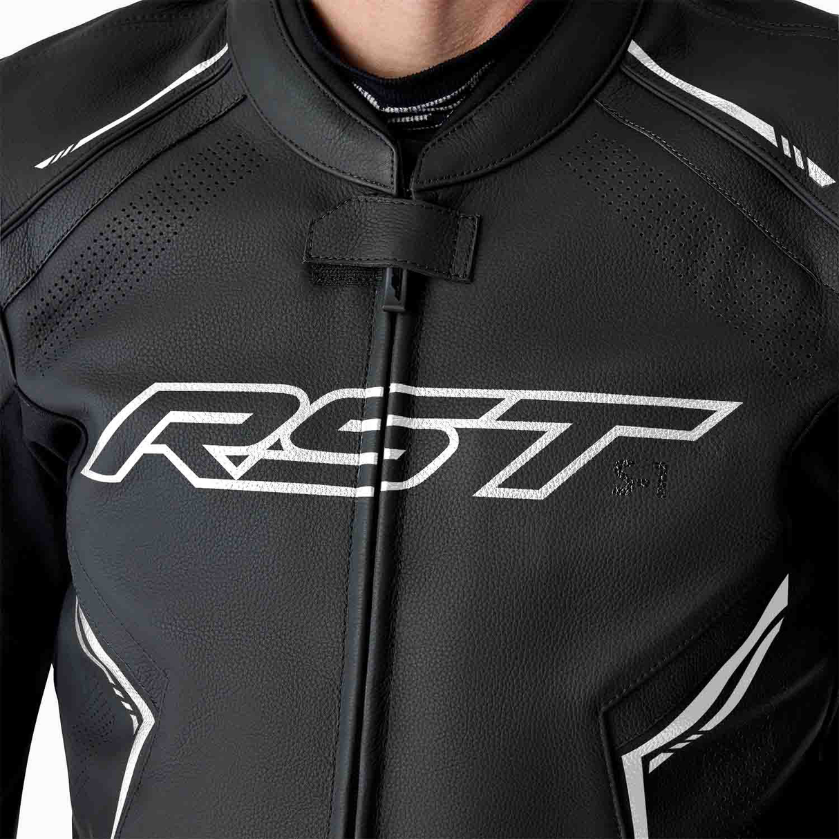 RST S1 D3O Motorcycle Leather Jacket - Black / White