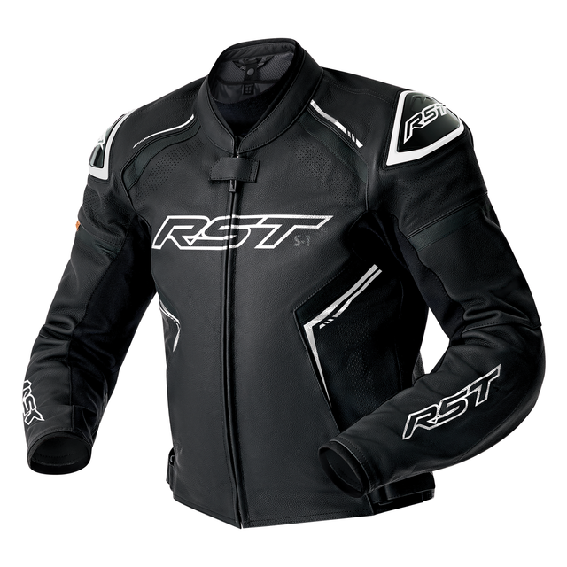 RST S1 D3O Motorcycle Leather Jacket - Black / White