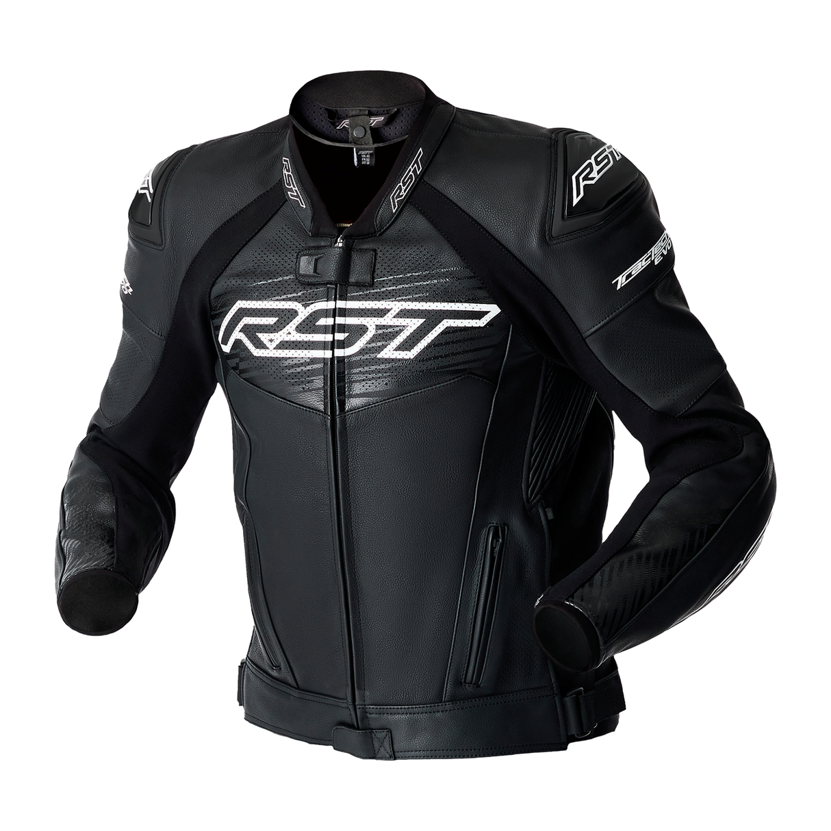 RST Tractech Evo D3O Motorcycle Leather Jacket - Black & White
